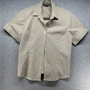 George Women’s Beige Striped Button Down Shirt